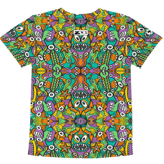 The vast ocean is full of doodle critters Kids crew neck t-shirt-Kids crew neck t-shirt