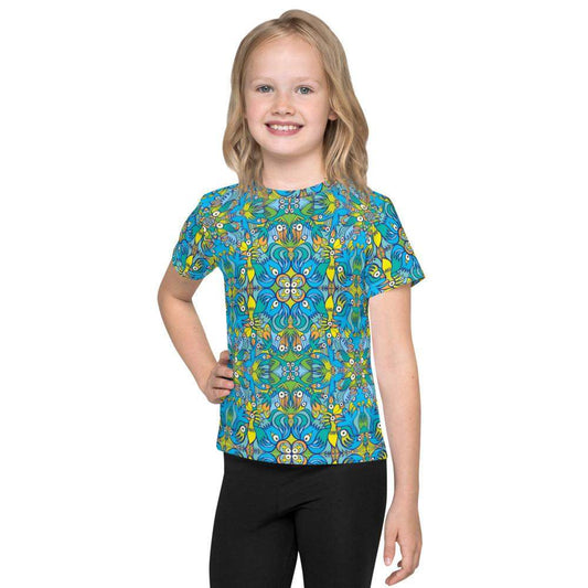 Exotic birds tropical pattern Kids crew neck t-shirt-Kids crew neck t-shirt