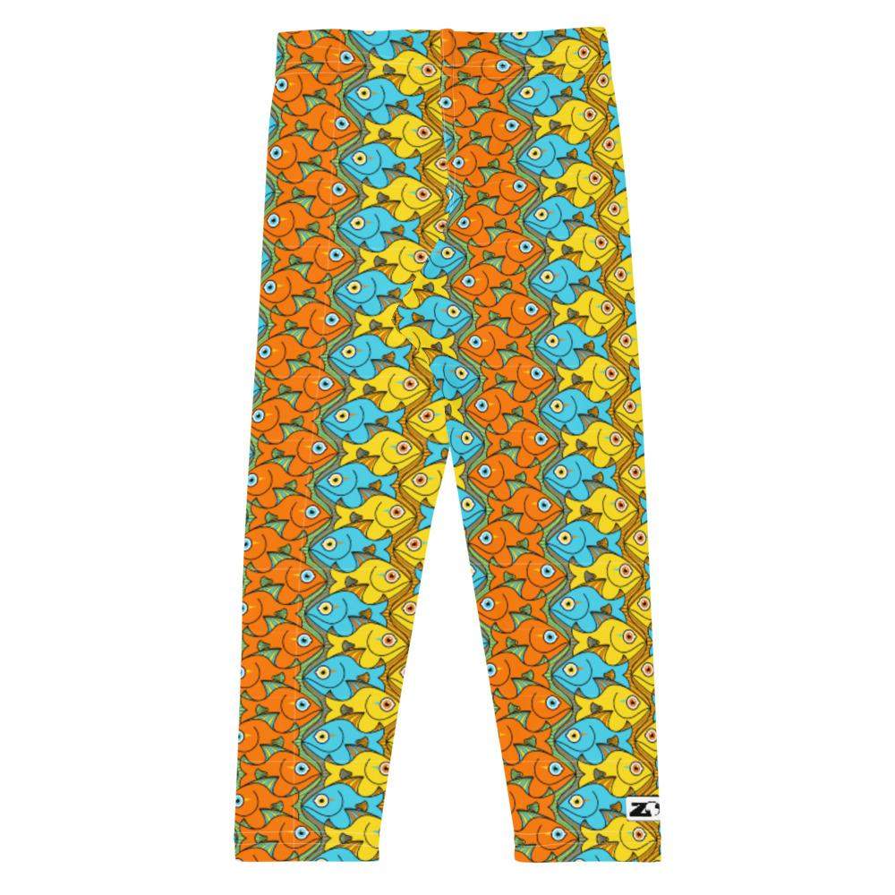 Smiling colorful fishes pattern Kid's Leggings-Kids Leggings
