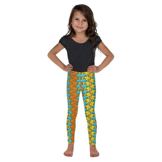 Smiling colorful fishes pattern Kid's Leggings-Kids Leggings