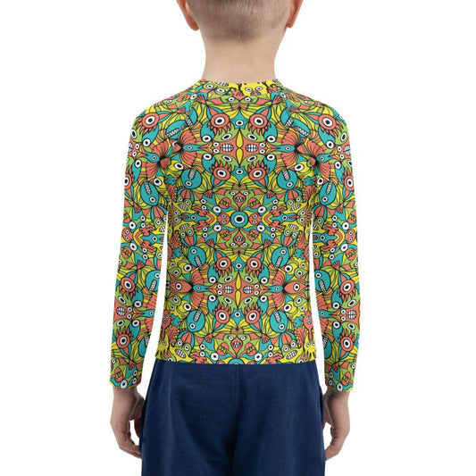 Alien monsters pattern design Kids Rash Guard-Kids Rash Guard