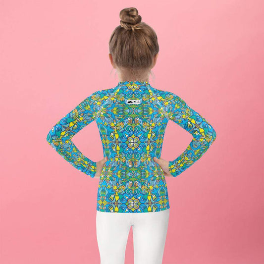 Exotic birds tropical pattern Kids Rash Guard-Kids Rash Guard