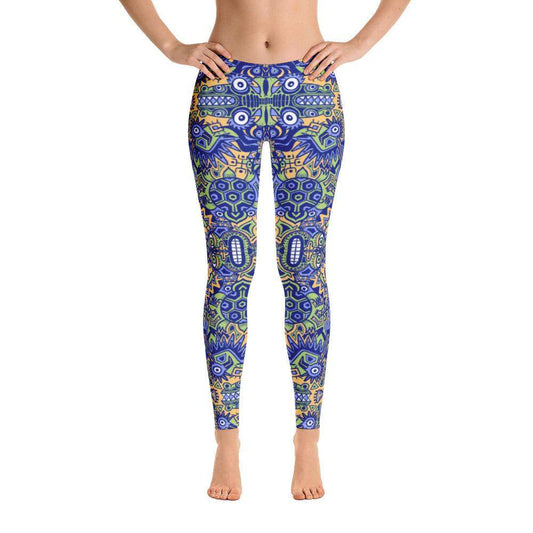 Playful Pre-columbian symbols pattern Leggings-Leggings