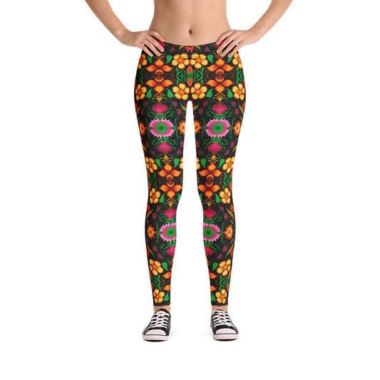 Wild flowers in a luxuriant jungle Leggings-Leggings