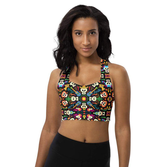 Day of the dead Mexican holiday Longline sports bra-Longline sports bras