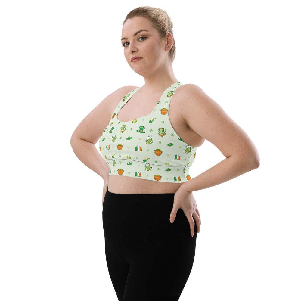 Celebrate Saint Patrick's Day in style Longline sports bra. Side view