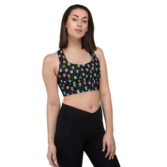Scary Halloween faces Longline sports bra-Longline sports bras