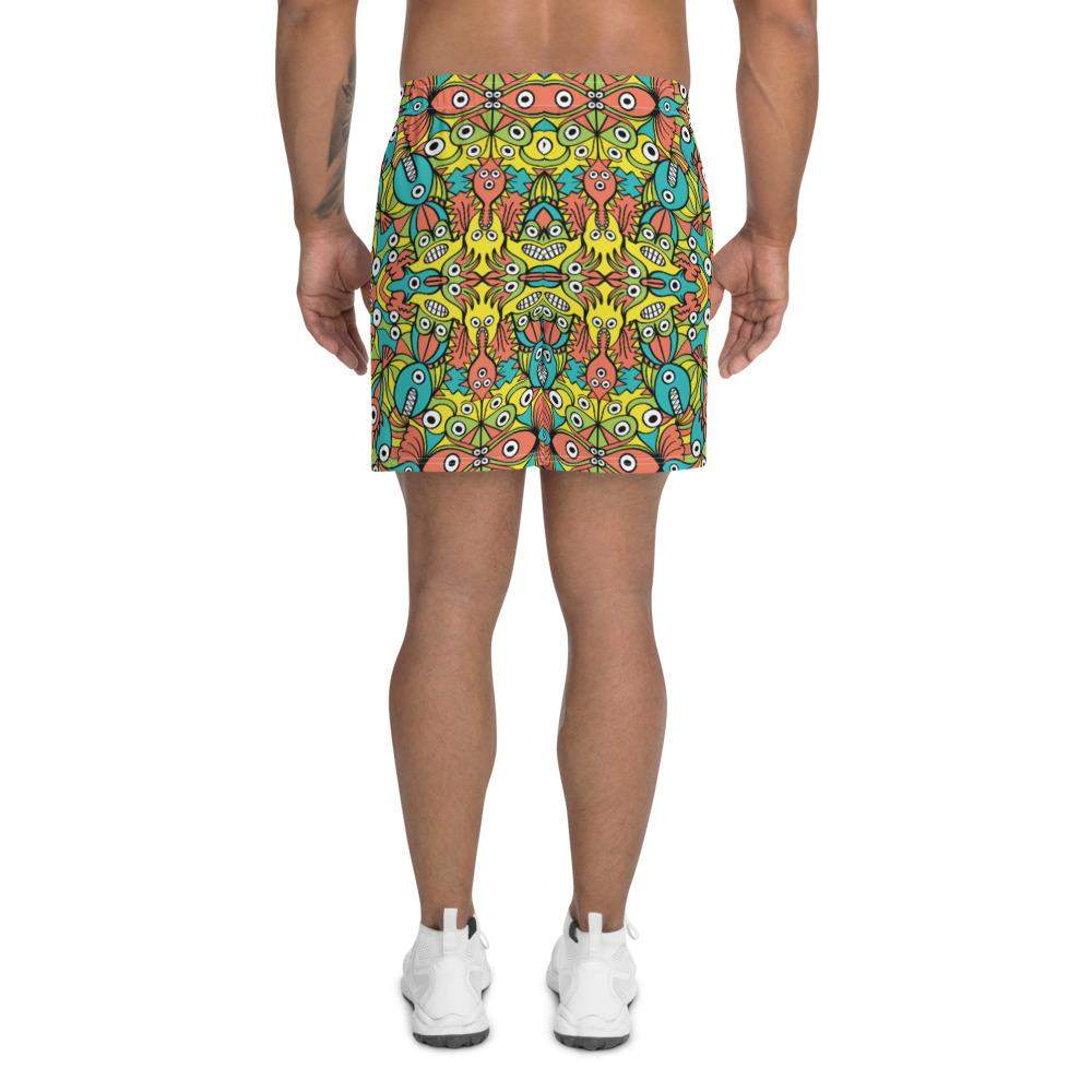 Alien monsters pattern design Men's Athletic Long Shorts-Athletic long shorts