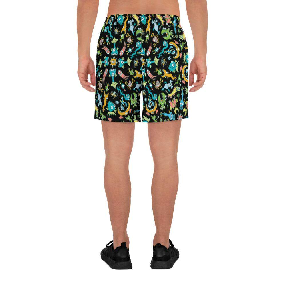 Sea creatures pattern design Men's Athletic Long Shorts-Athletic long shorts
