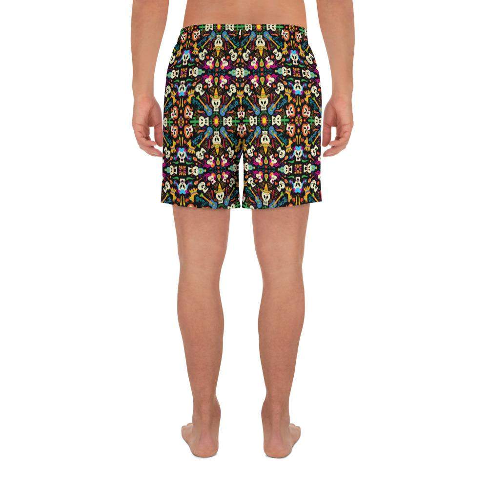 Day of the dead Mexican holiday Men's Athletic Long Shorts-Athletic long shorts