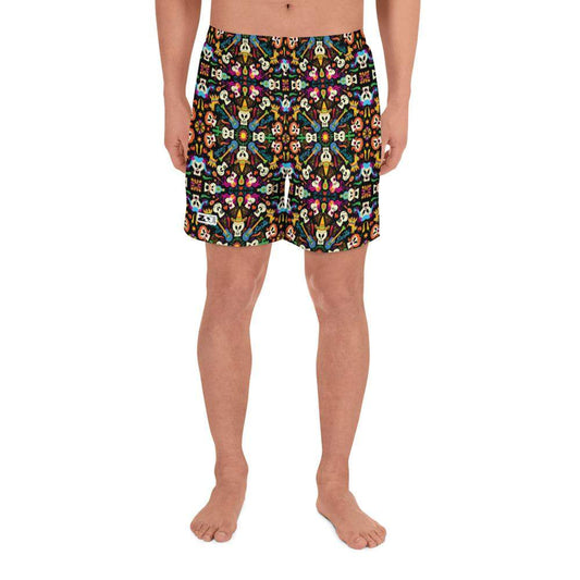 Day of the dead Mexican holiday Men's Athletic Long Shorts-Athletic long shorts