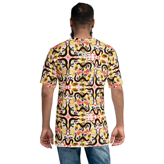 Legendary Chinese dragons pattern art Men's t-shirt. Back view