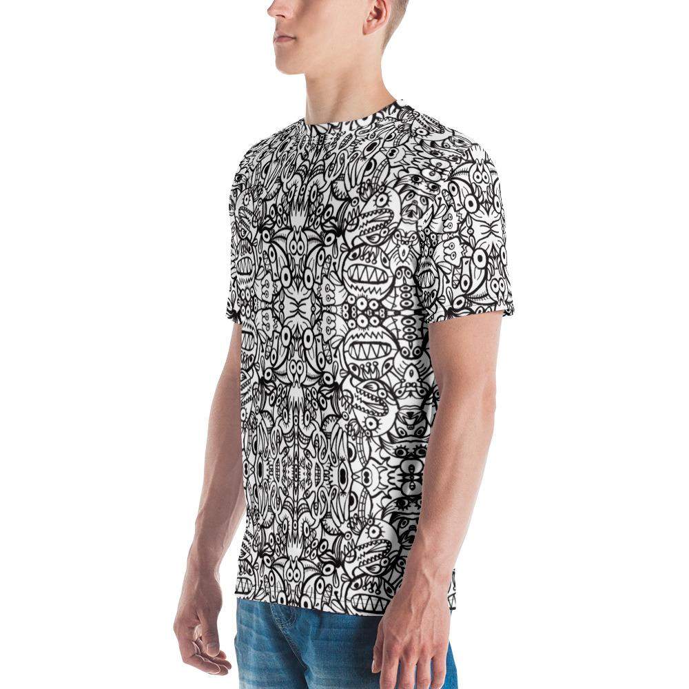 Brush style doodle critters Men's T-shirt-All-over print T-Shirts