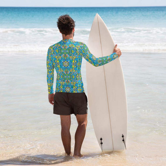 Exotic birds tropical pattern Men's Rash Guard-Rash guards