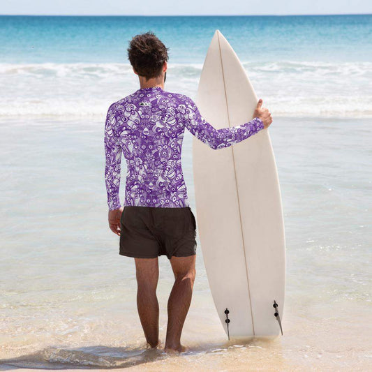 Fabulous blue critters Doodle art Men's Rash Guard. Lifestyle