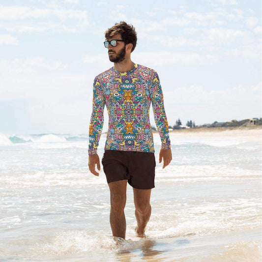 Monsters vs robots ultimate battle Men's Rash Guard-Rash guards