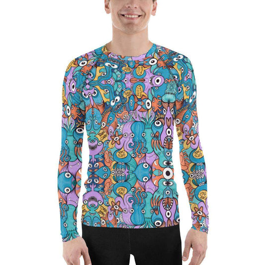 Wake up, time to take care of our sea Men's Rash Guard-Rash guards