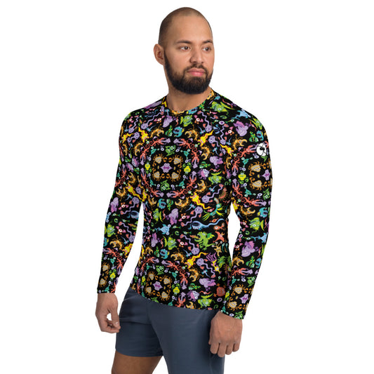 Ocean critters mandala pattern Men's Rash Guard. Side view