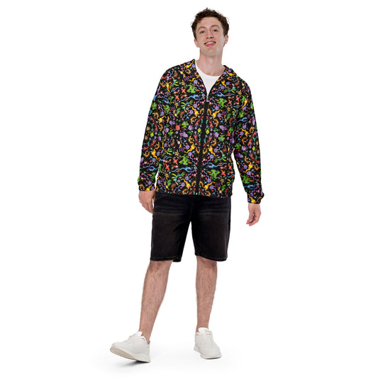 Ocean critters pattern mandala Men’s windbreaker. Front view