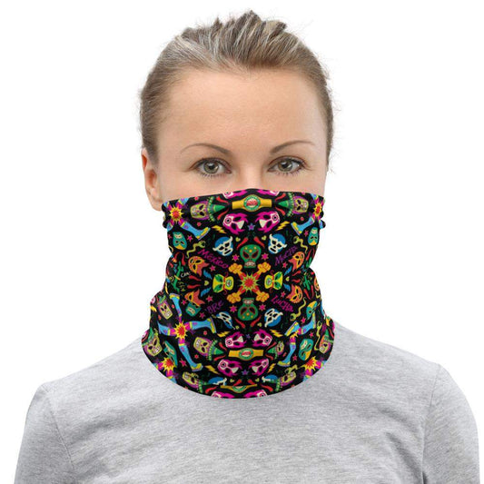 Mexican wrestling colorful party Neck Gaiter-Neck gaiters