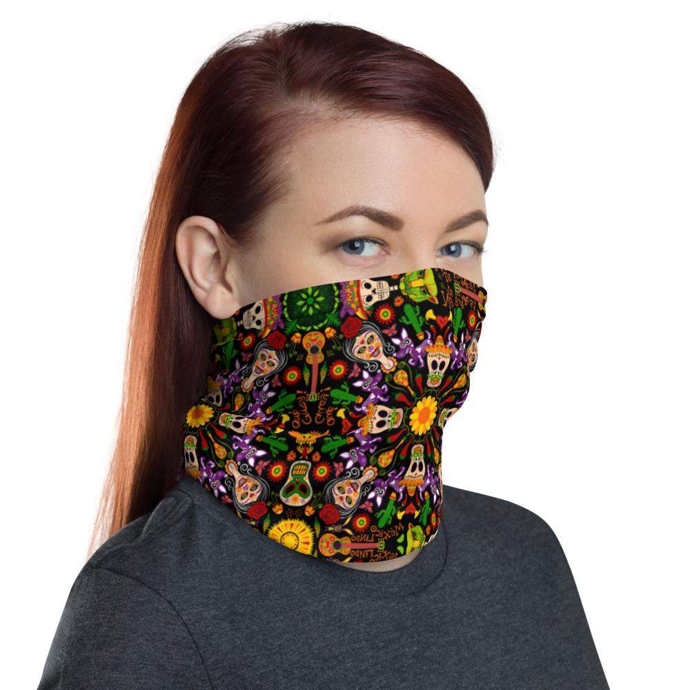 Mexican skulls celebrating the Day of the dead Neck Gaiter-Neck gaiters