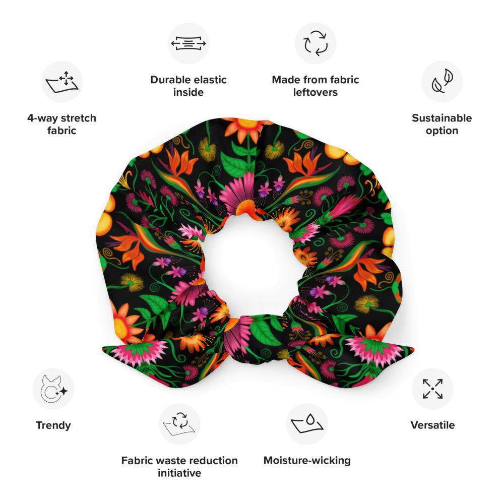 Wild flowers in a luxuriant jungle Scrunchie-Scrunchies