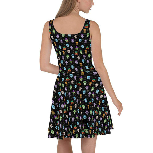 Scary Halloween faces Skater Dress-Skater dresses