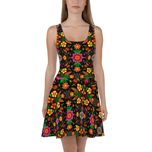 Wild flowers in a luxuriant jungle Skater Dress-Skater dresses