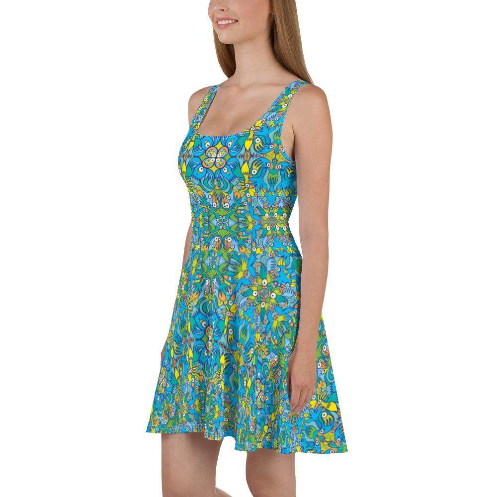tropical print skater dress Navy Tropical Skater Dress