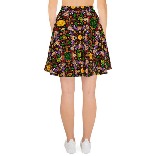 Mexican skulls celebrating the Day of the dead Skater Skirt-Skater skirts