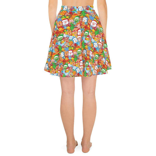 All Christmas stars pattern design Skater Skirt. Back view