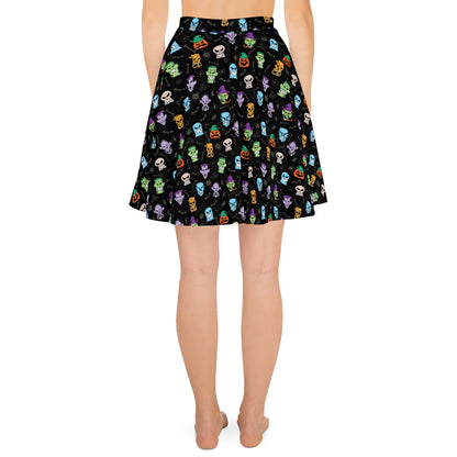 Scary Halloween faces Skater Skirt. Back view