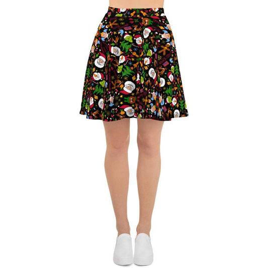 The joy of Christmas pattern design Skater Skirt. Front view