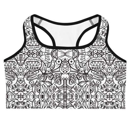 Brush style doodle critters Sports bra-Sports bras