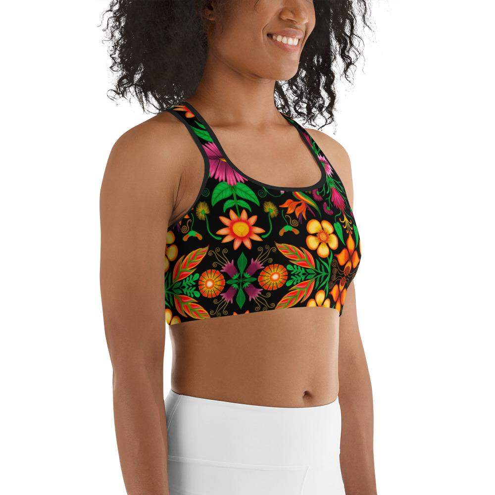 Wild flowers in a luxuriant jungle Sports bra-Sports bras