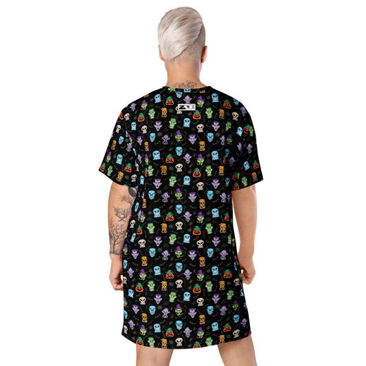 Scary Halloween faces T-shirt dress-T-Shirt Dresses