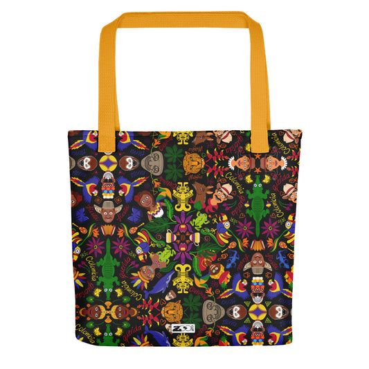 Colombia, the charm of a magical country Tote bag. Yellow handles
