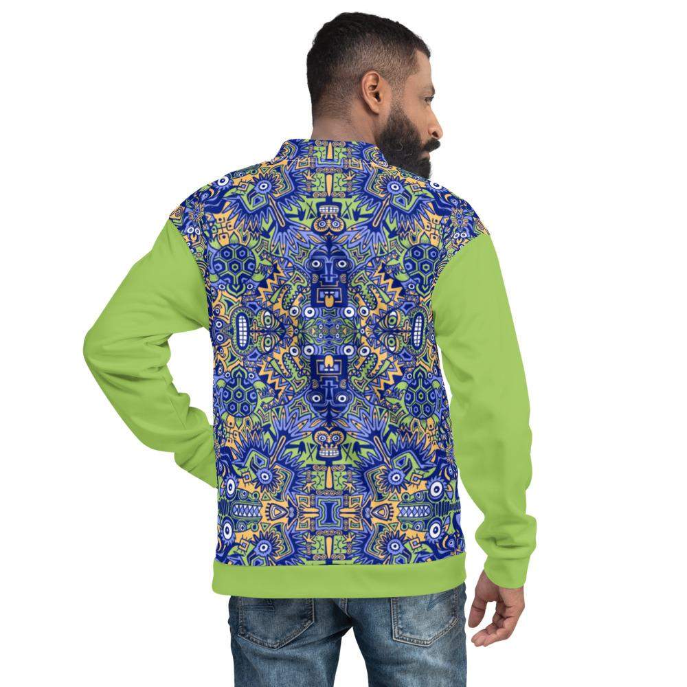 Playful Pre-columbian symbols pattern Unisex Bomber Jacket-Unisex bomber jackets
