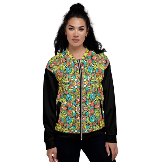 Alien monsters pattern design Unisex Bomber Jacket-Unisex bomber jackets