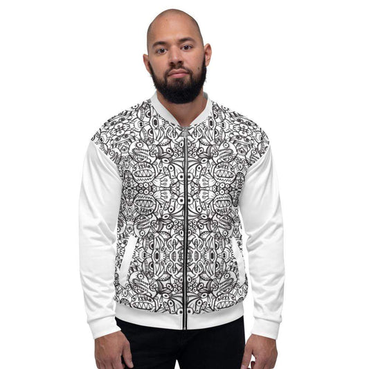 Brush style doodle critters Unisex Bomber Jacket-Unisex bomber jackets