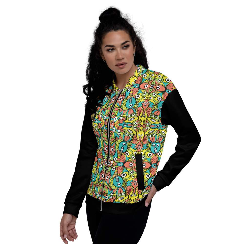 Alien monsters pattern design Unisex Bomber Jacket-Unisex bomber jackets