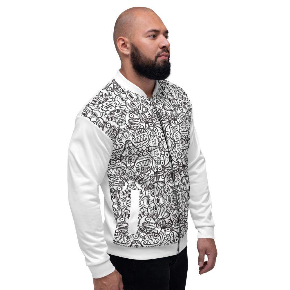 Brush style doodle critters Unisex Bomber Jacket-Unisex bomber jackets