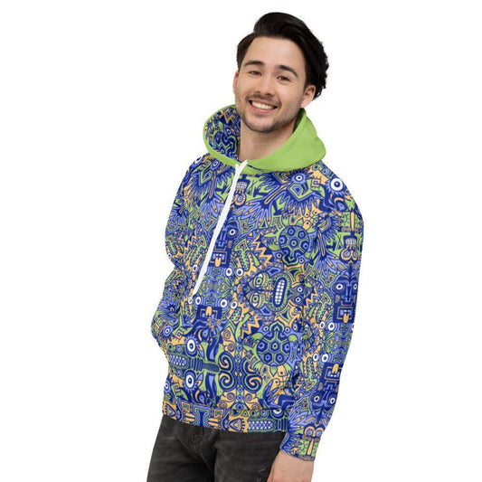 Playful Pre-columbian symbols pattern Unisex Hoodie-Unisex hoodies