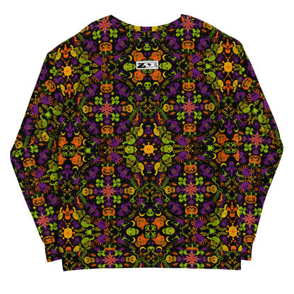 All Halloween stars in a creepy pattern design Unisex Sweatshirt. Back view