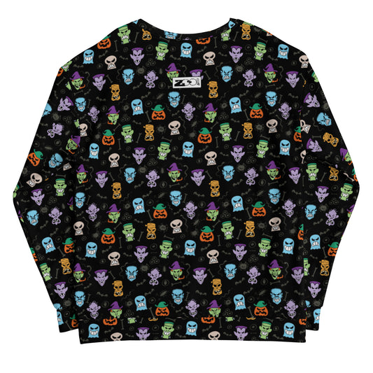 Scary Halloween faces Unisex Sweatshirt. Back view