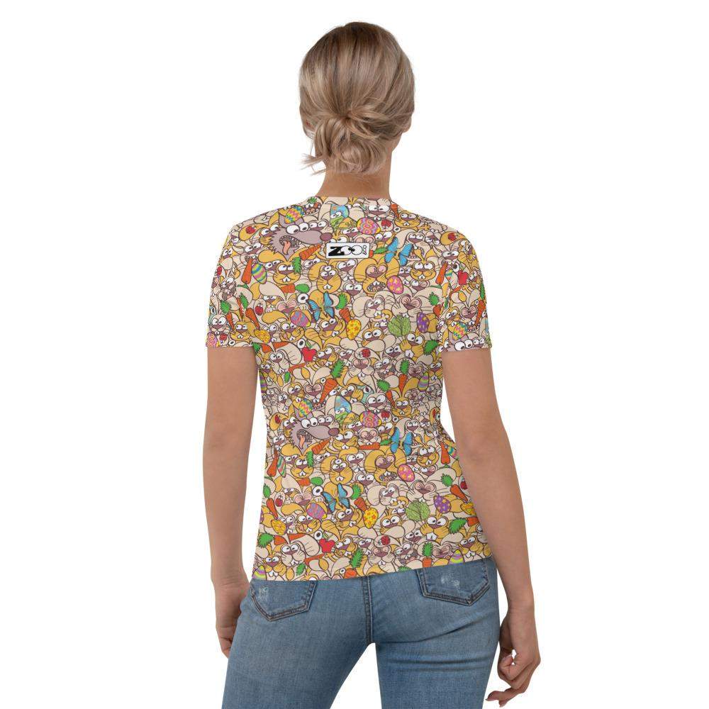 Thousands of crazy bunnies celebrating Easter Women's T-shirt. Back view