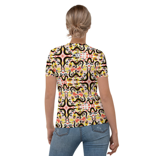 Legendary Chinese dragons pattern art Women's T-shirt. Back view