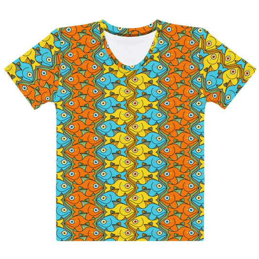 Smiling colorful fishes pattern Women's T-shirt-All-over print T-Shirts
