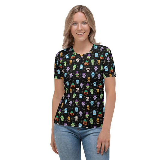 Scary Halloween faces Women's T-shirt-All-over print T-Shirts