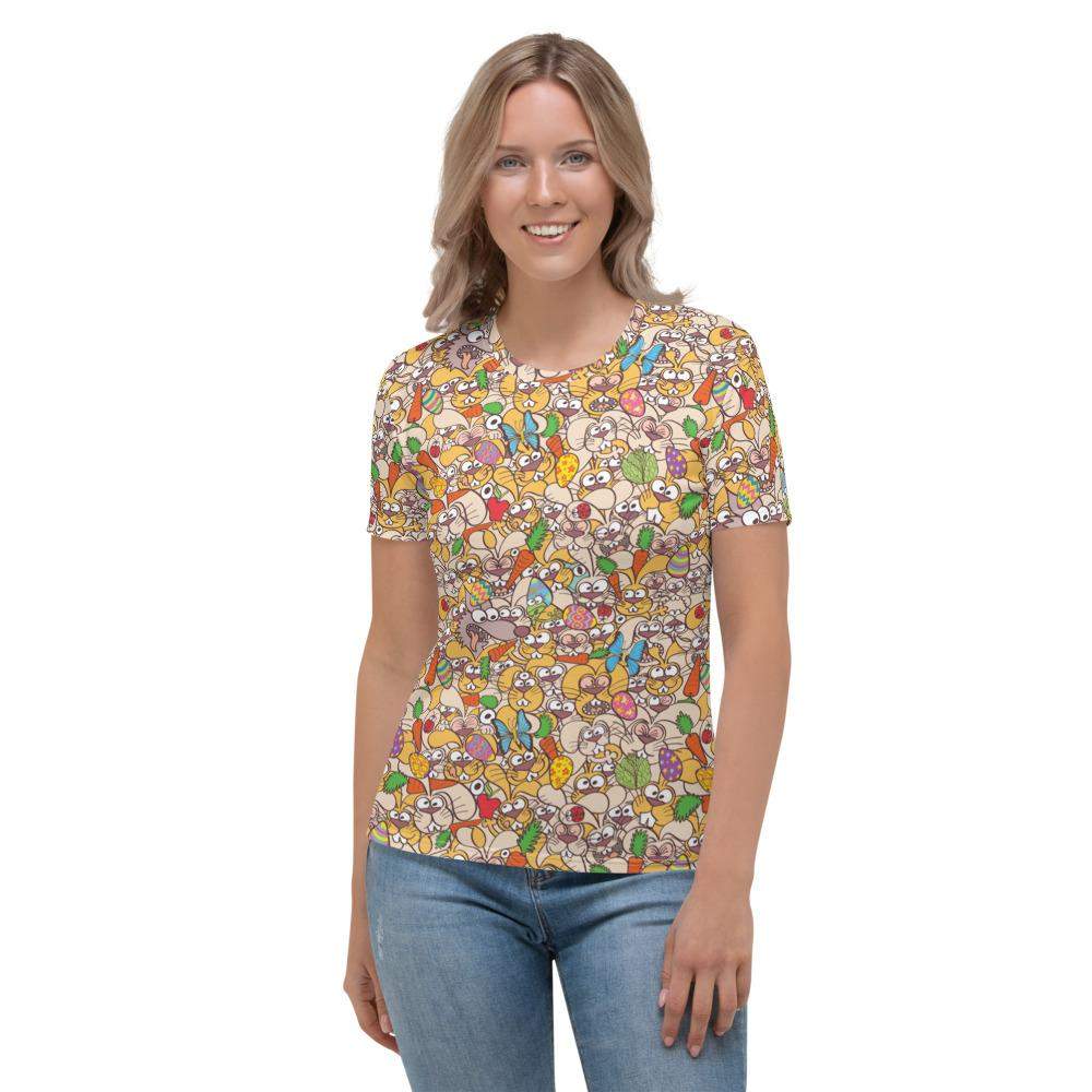 Thousands of crazy bunnies celebrating Easter Women's T-shirt. Front view